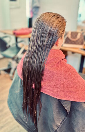 Dauerwelle Langhaar Vorher